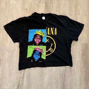 NIRVANA Black Crop Top with Colorful Graphic